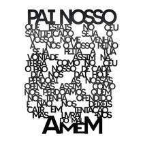 Painel Decorativo Oração Pai Nosso em Relevo Aplique 64x48