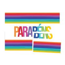 Painel Decorativo Parabéns - 90x61cm - Arco-Iris - 1 unidade - Regina - Rizzo