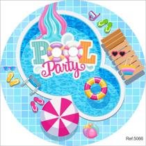 Painel Decorativo redondo tema Pool Party em Tecido estampado medida 1,50 X 1,50 C/elástico