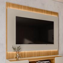 Painel Decorativo Singapura MDP/MDF TV até 70 Polegadas Ripado 1.8 Tauari/Off White G77 - Gran Belo