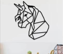 Painel decorativo Unicornio geométrico mdf preto 59cm