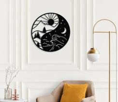 Painel decorativo yin yang dia e noite mdf preto 59cm