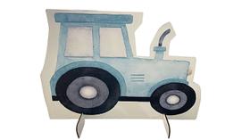 Painel Display MDF 3mm Trator Azul Tamanho 85cmx60cm Decoração Aniversário com suporte