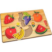 Painel Divertido Quebra Cabeça Frutas Brinquedo de Madeira
