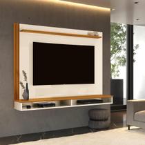 Painel DV Ripado 1.40m Para TV Até 55'' Polegadas Com Nicho Para Objetos Cor Off White / Cedro