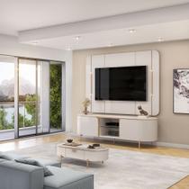 Painel e Bancada TV 65" 2 Portas Deep Luminárias Douradas Pés Metálicos OffWhite G18 - Gran Belo Painel e Bancada TV 65" 2 Portas Deep Luminárias Douradas Pés Metálicos OffWhite G18 - Gran Belo