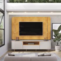 Painel e Bancada TV 75" Floro Frisos Chanfrados 2 Portas Bali/Cedro G18 - Gran Belo