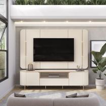 Painel e Bancada TV 75" Floro Frisos Chanfrados 2 Portas OffWhite G18 - Gran Belo
