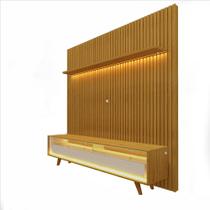 Painel E Rack Ripado Com Led Nobre 185 Naturale Off White - Gelius