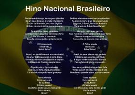 Painel Educativo em Lona Hino Nacional Brasileiro Bandeira do Brasil Fundo Escuro -100x070cm