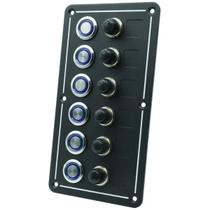Painel Elétrico Alumínio 6 Botões 12v 10a Led Azul Painel Elétrico Alumínio 6 Botões 12v 10a Led Azul