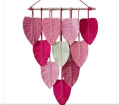 Painel em Folhas Pink/Rosa Macramé - Enfeite de Parede