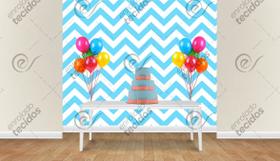 Painel em Jacquard Estampado Chevron Azul Bebê