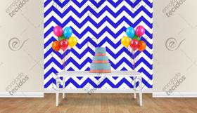 Painel em Jacquard Estampado Chevron Azul Royal