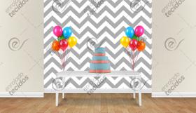 Painel em Jacquard Estampado Chevron Cinza