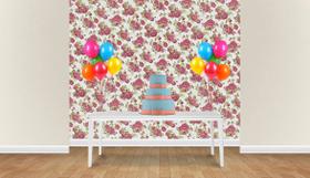 Painel em Jacquard Estampado Floral Vermelho