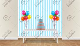 Painel em Jacquard Estampado Listrado Azul Bebê