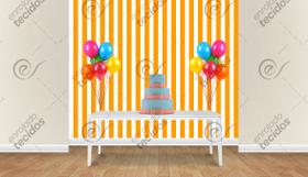 Painel em Jacquard Estampado Listrado Laranja