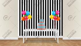 Painel em Jacquard Estampado Listrado Preto