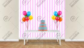 Painel em Jacquard Estampado Listrado Rosa