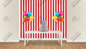 Painel em Jacquard Estampado Listrado Vermelho