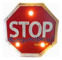 Painel Em Metal Stop Observe E Ore Decorativo Vintage Pilha