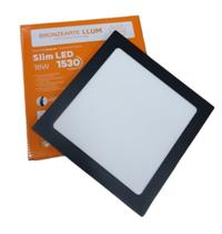 Painel embutido slim led quadrado preto 18w 6,5k llum