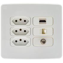 Painel Espelho Caixa Parede 4x4 com Cftv Tv Cabo Hdmi Rede