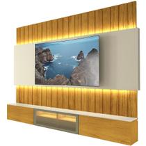 Painel Estante Home Suspenso Gelius Soberano Reflecta para TV de até 85 com LED largura de 230 cm Naturale OFF WHITE