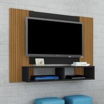Painel Estante para TV Ouren Preto Pintura 3D Ripada Painel Estante para TV Ouren Preto Pintura 3D Ripada