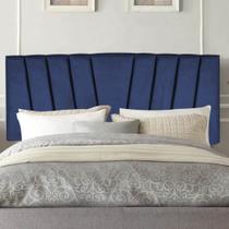 Painel Estofada Bélgica 100cm Solteiro Para Cama Box Quarto Suede Azul Marinho - Gat Magazine