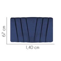 Painel Estofada Bélgica 140 cm Casal Quarto para Cama Box Suede Azul Marinho - KDAcanto Móveis