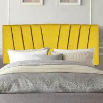 Painel Estofada Bélgica 140cm Casal Para Cama Box Quarto Suede Amarelo - Ahz Móveis