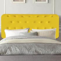 Painel Estofada Brenda 160 cm Queen Size Quarto para Cama Box material sintético Amarelo - Damaffê Móveis