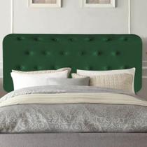 Painel Estofada Brenda Botonê 160cm Queen Size Para Cama Box Quarto Suede Verde - Ahz Móveis