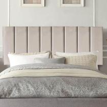 Painel Estofada Carla 100cm Solteiro Para Cama Box Quarto material sintético Bege
