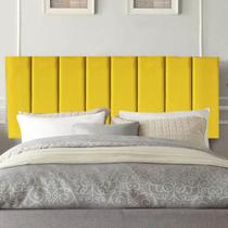 Painel Estofada Carla 120cm Viúva Solteirão Para Cama Box Quarto Suede Amarelo - Ahz Móveis