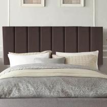 Painel Estofada Carla 195CM King Suede Marrom - D A DECOR