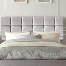 Painel Estofada Damares 140 cm Casal Quarto para Cama Box Suede Cinza Claro - Damaffê Móveis Painel Estofada Damares 140 cm Casal Quarto para Cama Box Suede Cinza Claro - Damaffê Móveis