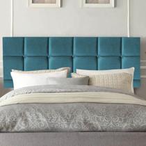 Painel Estofada Damares 160 cm Queen Size Quarto para Cama Box Suede Azul Turquesa - Damaffê Móveis Painel Estofada Damares 160 cm Queen Size Quarto para Cama Box Suede Azul Turquesa - Damaffê Móveis