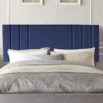 Painel Estofada Grécia 160cm Queen Size Para Cama Box Quarto Suede Azul Marinho - Ahz Móveis