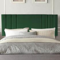 Painel Estofada Grécia 90 cm Solteiro Quarto para Cama Box Suede Verde - Damaffê Móveis