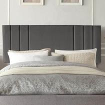 Painel Estofada Grécia 90CM Solteiro Suede Cinza Escuro - D A DECOR