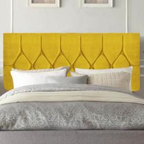 Painel Estofada Istambul Botão Capitonê 160cm Queen Size Para Cama Box Quarto Suede Amarelo - Gat Magazine