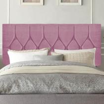 Painel Estofada Istambul Capitonê 140 cm Casal Quarto para Cama Box Suede Rosa Bebê - Damaffê Móveis