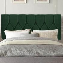 Painel Estofada Istambul Capitonê 140 cm Casal Quarto para Cama Box Suede Verde - Damaffê Móveis