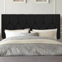 Painel Estofada Istambul Capitonê 195 cm King Size Quarto para Cama Box Suede Preto - Damaffê Móveis