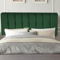 Painel Estofada Kiara 140 cm Casal Quarto para Cama Box Suede Verde - Damaffê Móveis