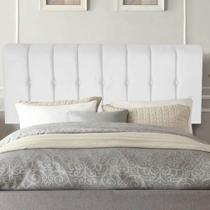 Painel Estofada Kiara 160cm Queen Size Box Quarto Suede Branco - Gat Magazine