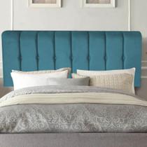 Painel Estofada Kiara 195cm King Size Box Quarto Suede Azul Turquesa - Gat Magazine